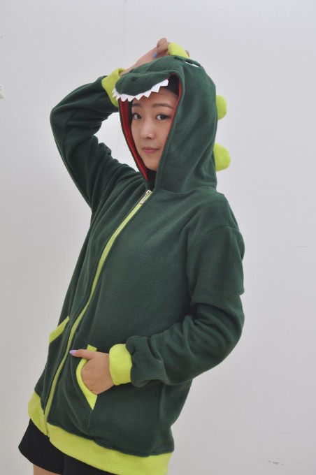 Green Dinosaur Kigurumi Animal Fleece Hoodie Coat Jacket