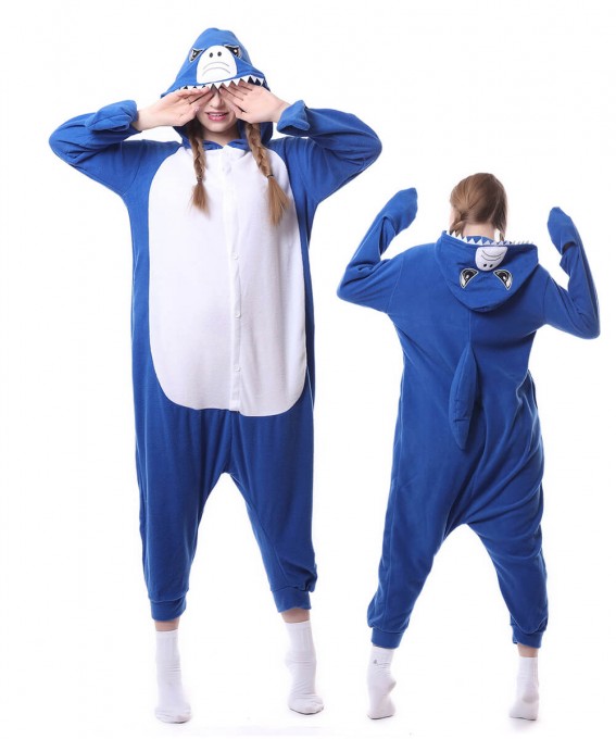 Blue Shark Onesie Pajamas Costumes Adult Animal Onesies