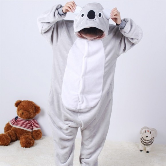 Grey Koala onesie pajamas for kids
