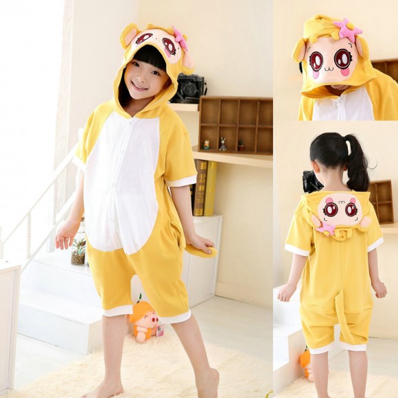 Cartoon Yellow Monkey Onesies Short Sleeves Pajamas for Kids