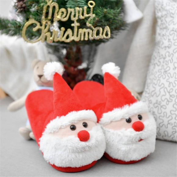 Cozy Christmas Santa Plush Slippers Memory Shoes