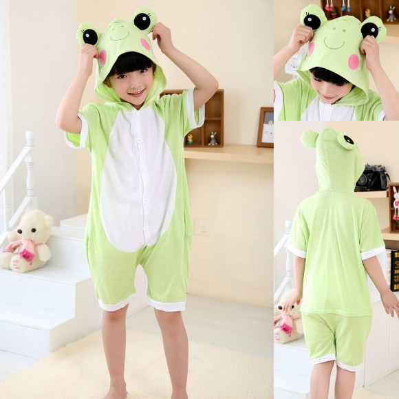 Frog Cartoon Onesies Short Sleeves Pajamas for Kids