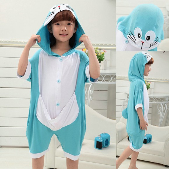 kids kigurumi Animal Doraemon Onesies Short Sleeves Pajamas