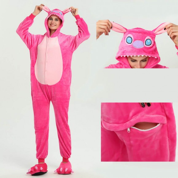 Unisex Pink Stitch kigurumi onesies animal pajamas