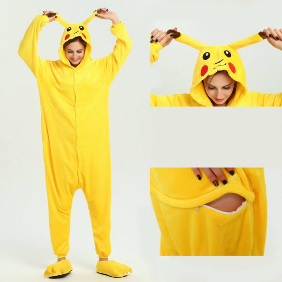 Unisex Yellow Pikachu kigurumi onesies animal pajamas