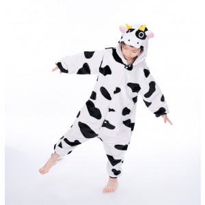 Black white Milk Cow animal kigurumi onesie pajamas for kids