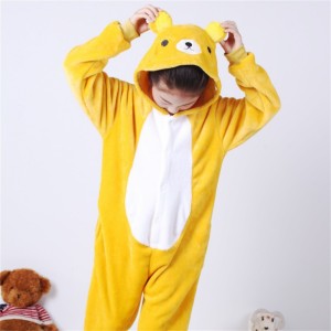 Yellow Bear animal kigurumi onesie pajamas for kids