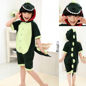 Green Dinosaur kigurumi Onesies Short Pajamas for Kids
