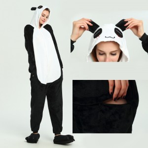 Black white kigurumi Panda onesies animal pajamas for Women & Men