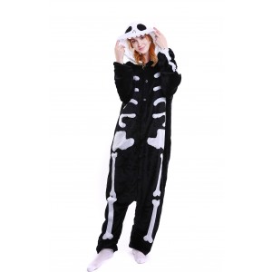 Unisex kigurumi Black white Skull onesies animal pajamas