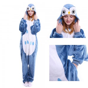 Unisex Blue Owl kigurumi onesies animal pajamas
