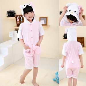 White Hello Kitty cat Onesies Short Sleeves Pajama for Kids