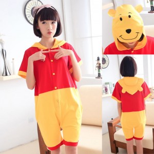 Winnie the Pooh Kigurumi Summer Onesies Pajamas Animal Hoodie Short Sleeve