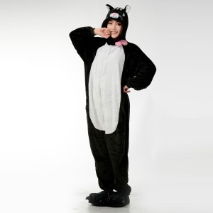 Kigurumi Black Cat Onesie Pajamas Animal Costume For Adult