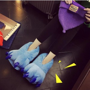 Blue Plush Paw Claw House Slippers Animal Plush Shoes
