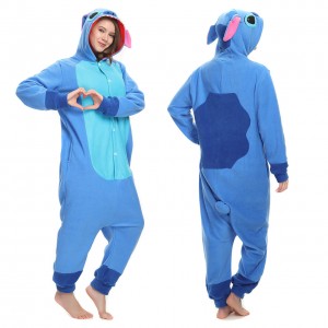 Unisex Cute Blue Stitch Onesie Winter Warm Animal Pajama