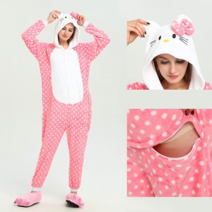 Unisex Pink Hello Kitty Cat kigurumi onesies animal pajamas