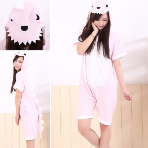 Pink Dinosaur Kigurumi Summer Onesies Pajamas Animal Short Sleeve