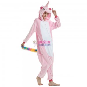 Rainbow Mane and Tail Pink Unicorn Onesie Pajamas for Women and Men