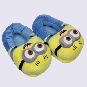 Yellow Blue Two eyes Despicable Me Minion Plush Stuffed Slippers