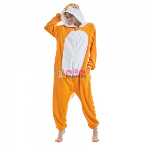 Yellow Fox Animal Onesie Pajamas For Adult