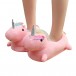 Pink 3D Cute Plush Unicorn Light Up Slippers Shoes