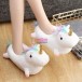 White 3D Cute Plush Unicorn Light Up Slippers Shoes